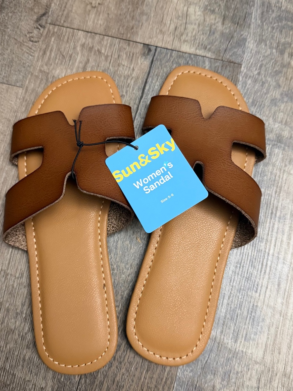 Women's Tan Slide Sandals